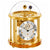 Gold table clock with round glass dome and white dial
