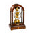 Wooden table clock with glass frame and gold-colored movement, Roman numerals