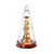 Cloche table clock with glass dome, golden movement, and wooden base with Roman numerals