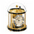 Table clock with glass dome, gold-colored frame, black base; Roman numerals on the dial