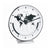 Metallic table clock with white dial and world map, black hands and scale
