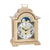 Light wood table clock with moon phase dial and Roman numerals