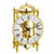 Table clock with gold-colored metal casing, semicircular glass dome, and Roman numeral dial