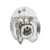 Table clock with transparent glass dome and silver movement, round metal case
