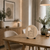 Round LED word clock table and wall clock in Sonoma wood look with illuminated text