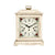 Rectangular table clock with white wooden case and floral decorated dial