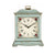 Vintage wooden table clock, turquoise, with Roman numerals