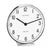 Round table clock: white dial, black hands, chrome frame, stand