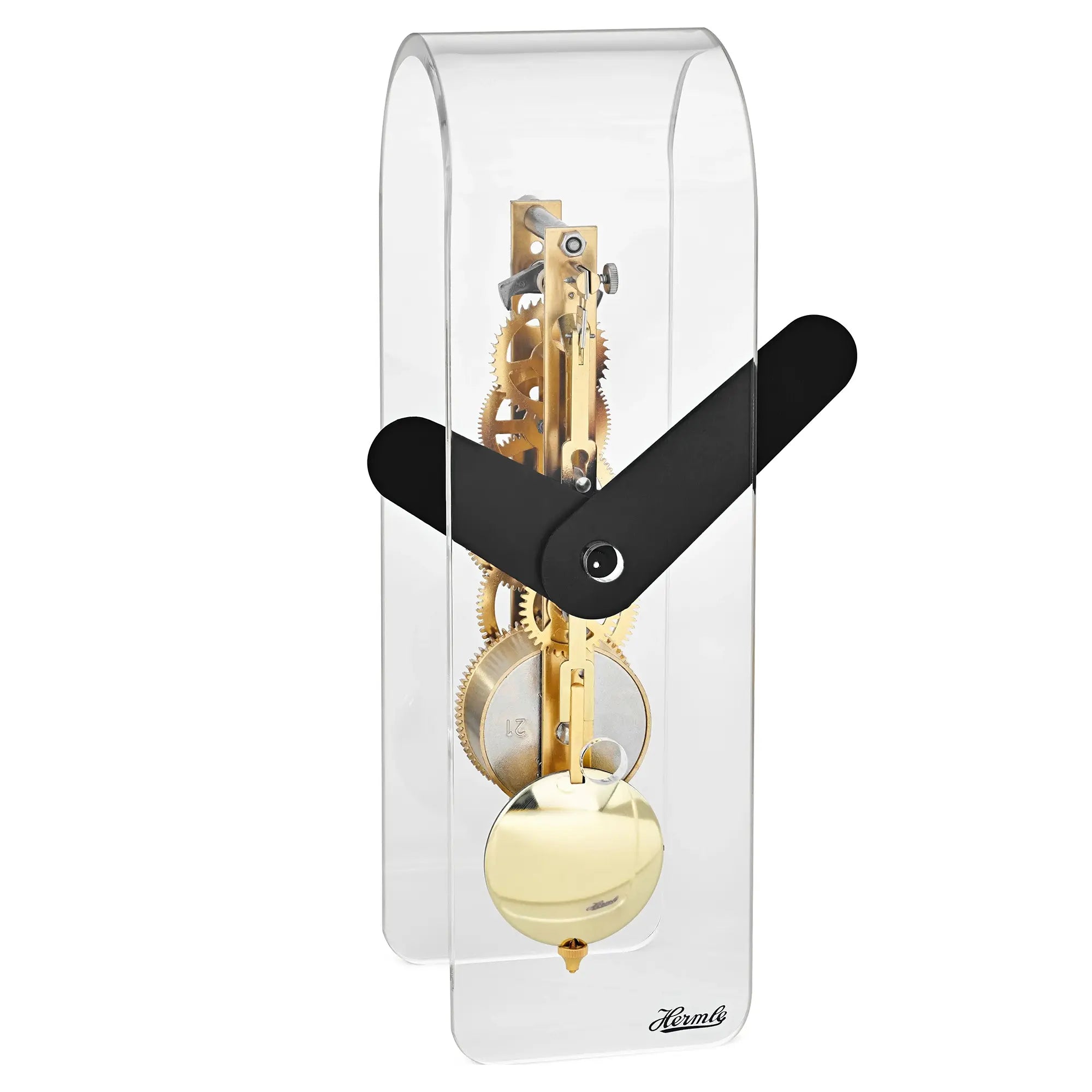 Hermle Table Clock 23x7x8 cm Acrylic • Visible Skeleton Movement • Key Wind