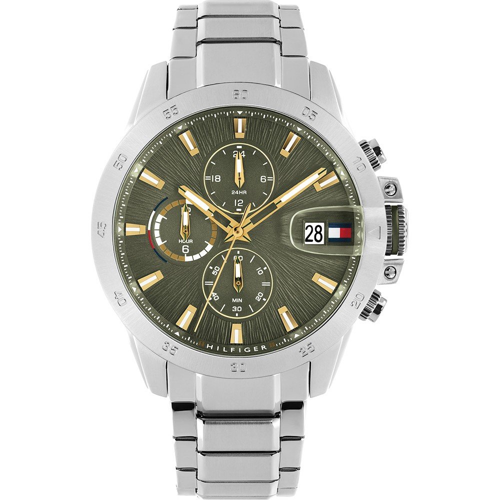 Tommy Hilfiger Jameson 1792197 Herren Armbanduhr Grün • Dual-Zeit GMT • Mineralglas