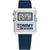 Herren-Armbanduhr mit blauem Silikonarmband, silbernem Gehäuse und digitaler LCD-Anzeige