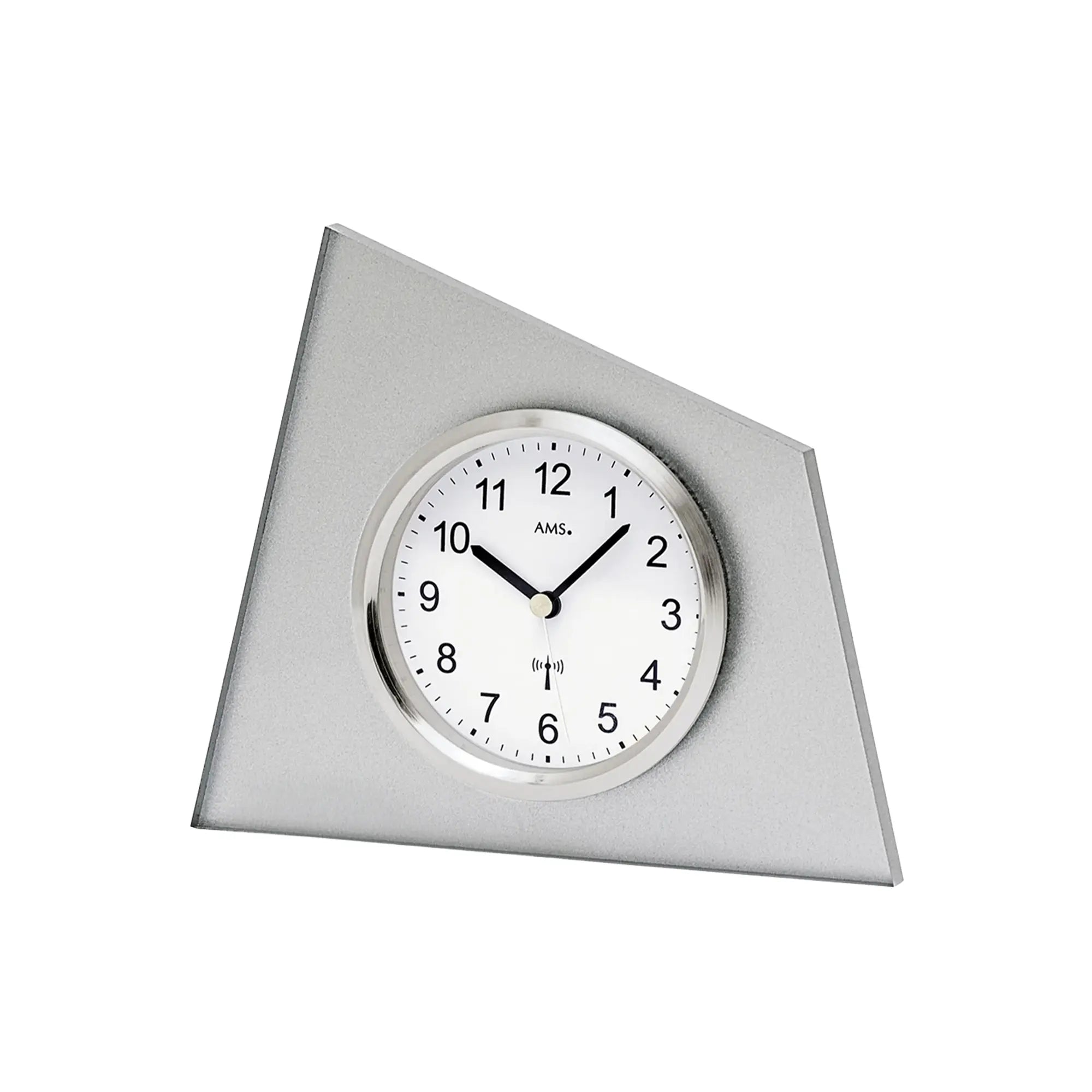 AMS F5175S Table Clock Silver • Radio-Controlled • Mineral Glass and Aluminum Front