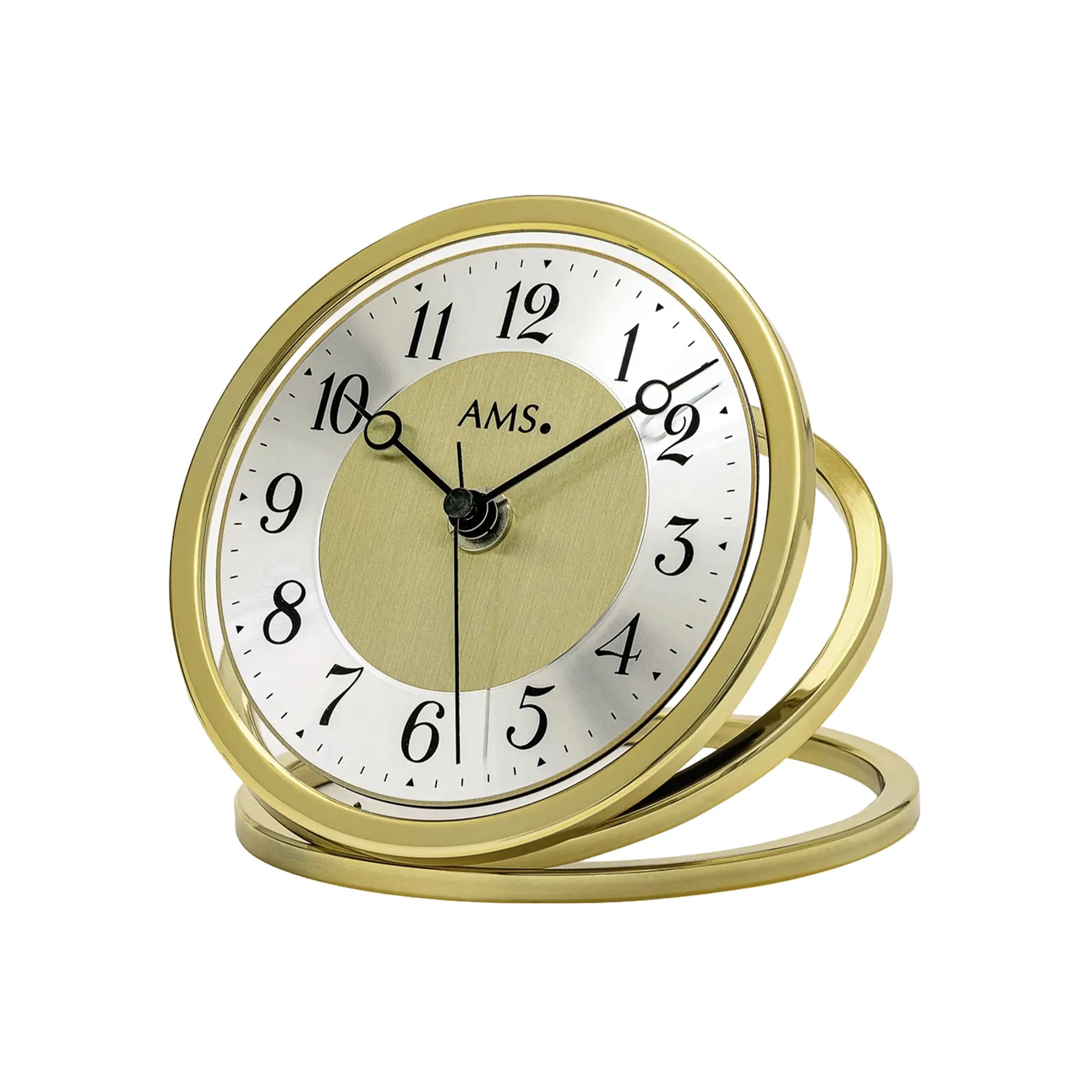 AMS F5179 Table Clock Brass • Radio-Controlled Movement • Mineral Glass