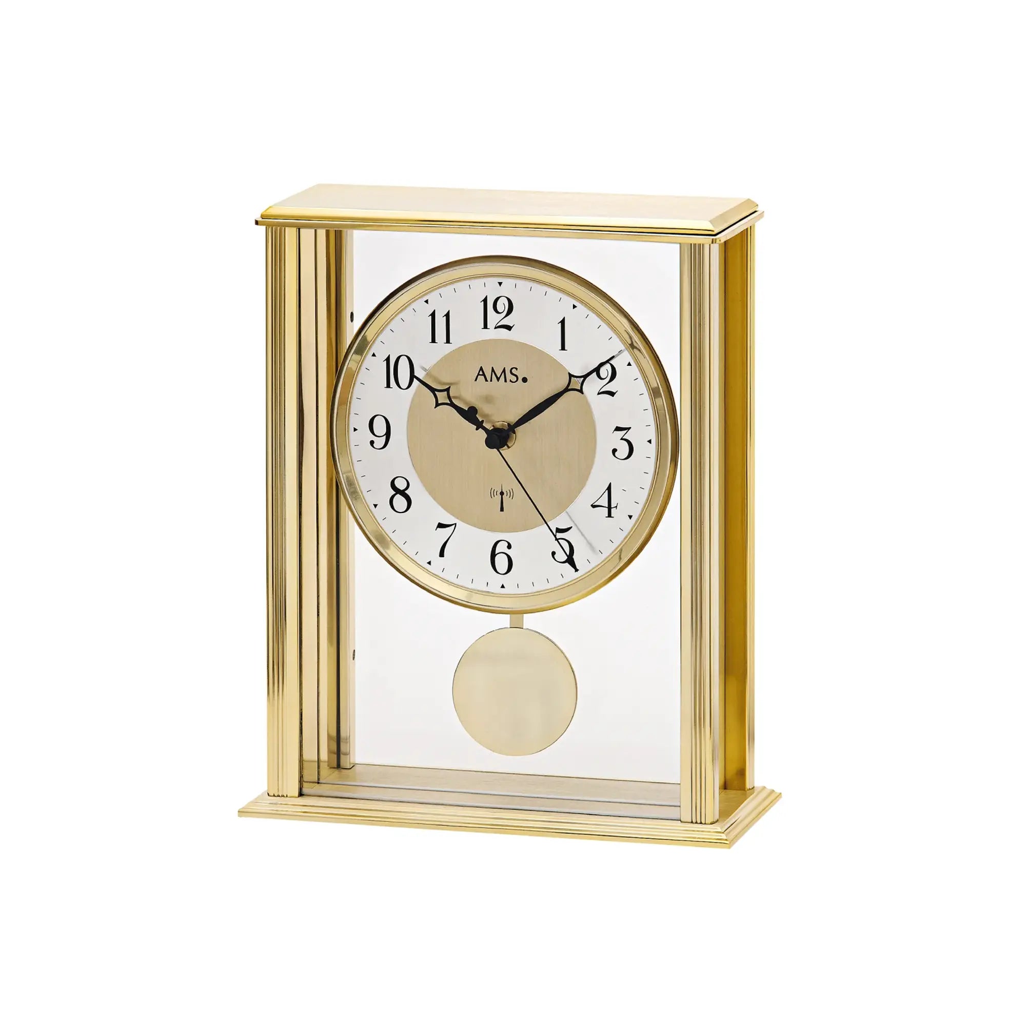 AMS Biel F5191 Table Clock Brass-Colored • Radio-Controlled • Arabic Numerals