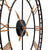 Wanduhr mit großem schwarzem Rundgehäuse, goldenen Ziffernmarkierungen und holzfarbenen Zeigern