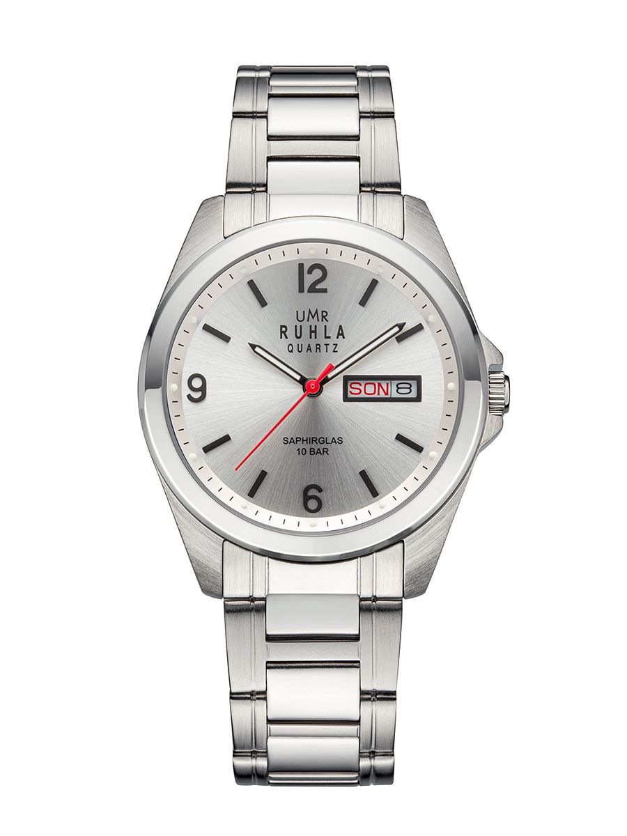 UMR Ruhla sport 1770-1 Armbanduhr Silber • Saphirglas • Miyota Quarzwerk mit Datum