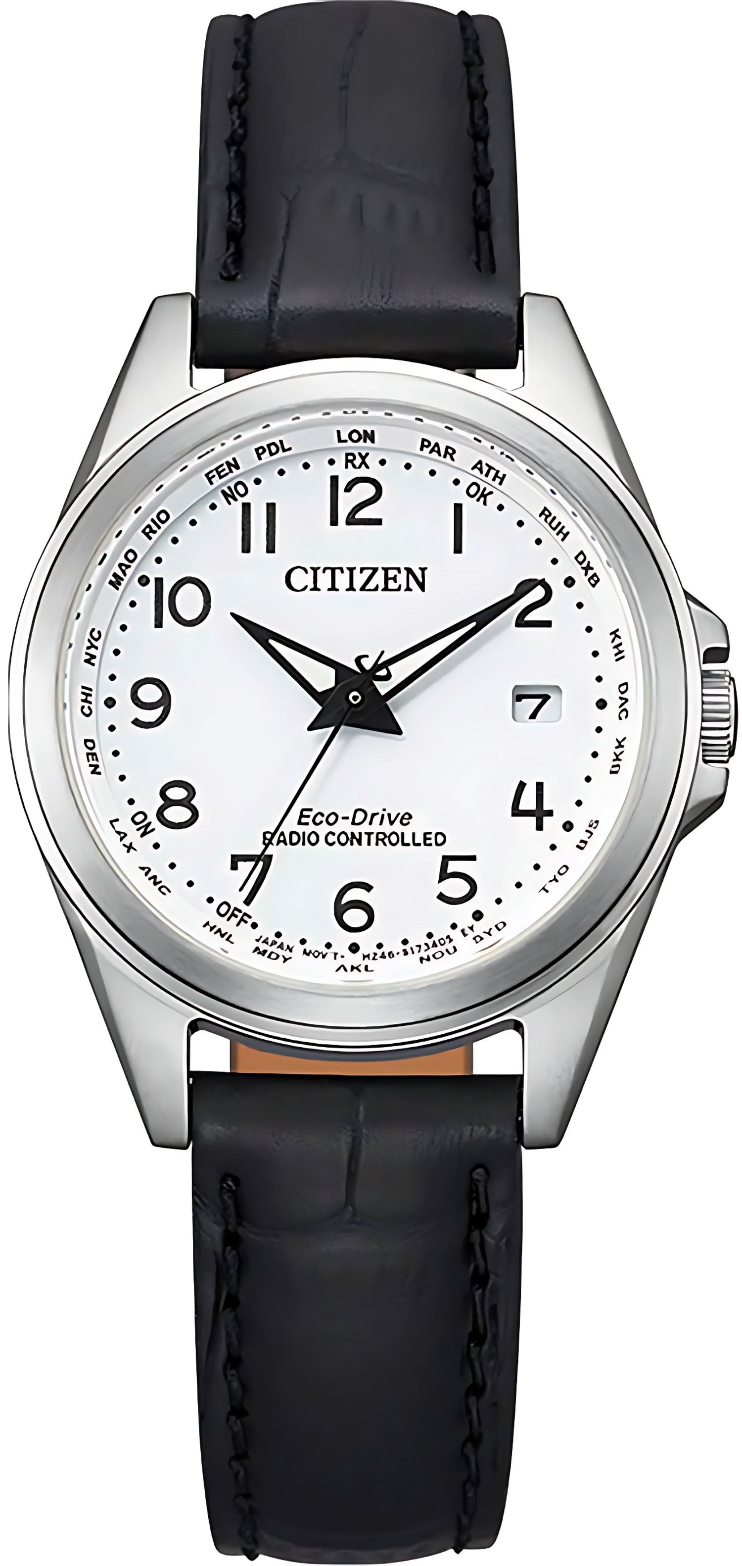 Citizen EC1180-14A Watch • Radio Controlled • Black Leather Strap