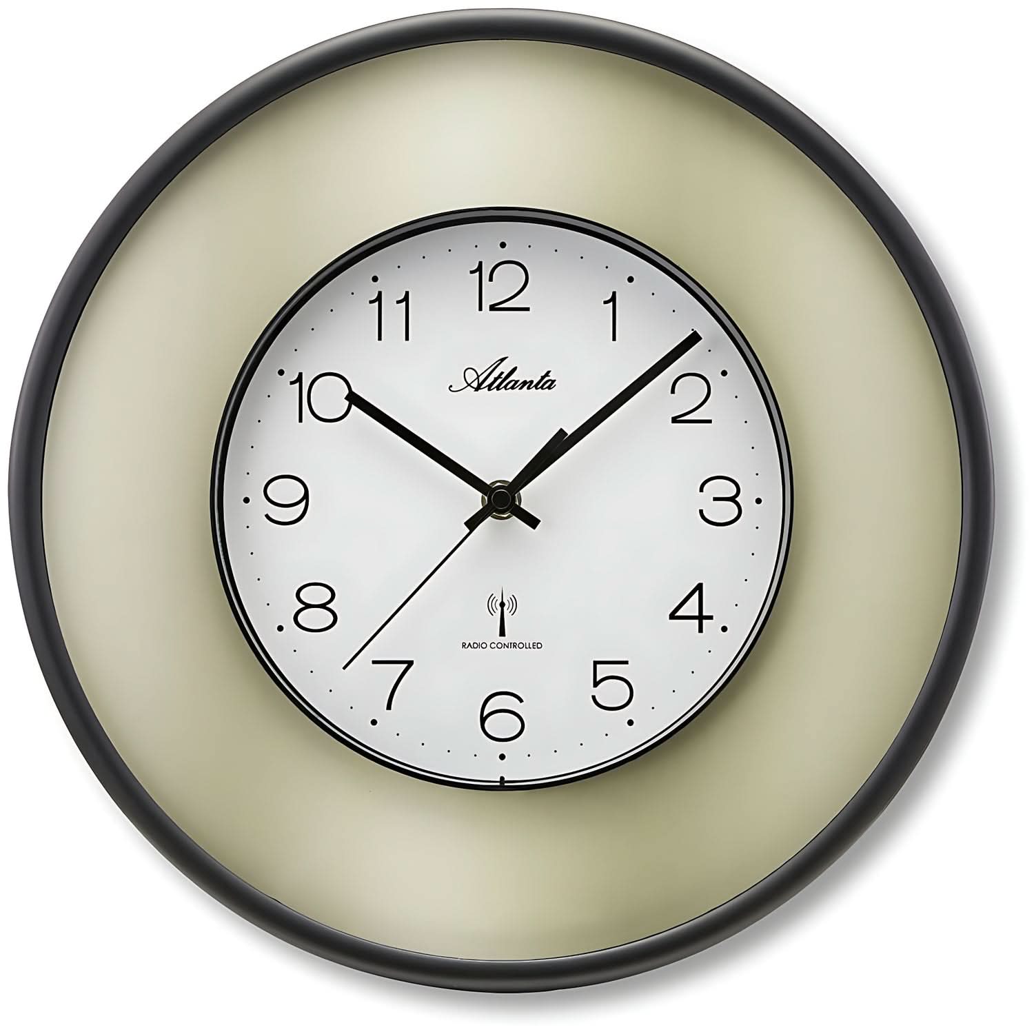 Atlanta Wall Clock 34 cm Ø Plastic • Radio-Controlled • Modern Design