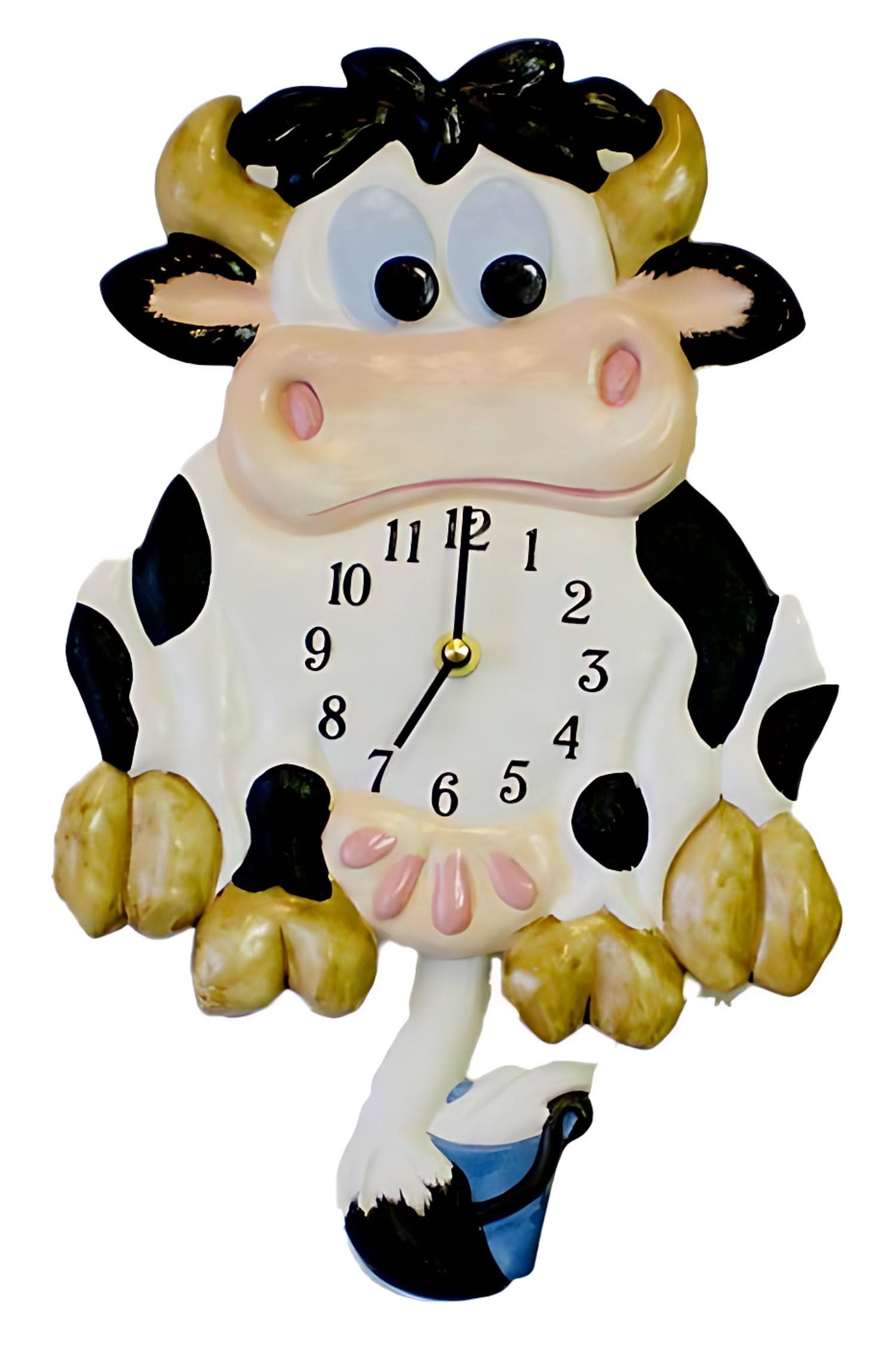 Terrastudio Wall Clock 27x24 cm Ceramic • Original Cow Design • With Pendulum • Silent