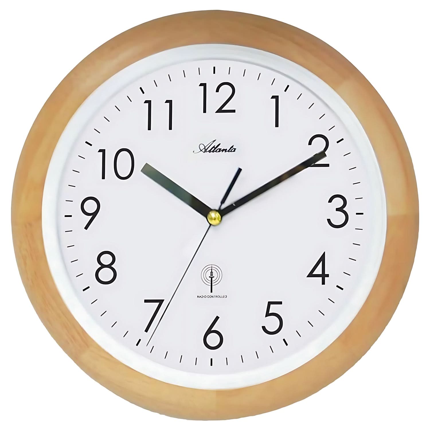 Atlanta Wall Clock 25.5 cm Ø Wood • Radio-controlled • Low Noise