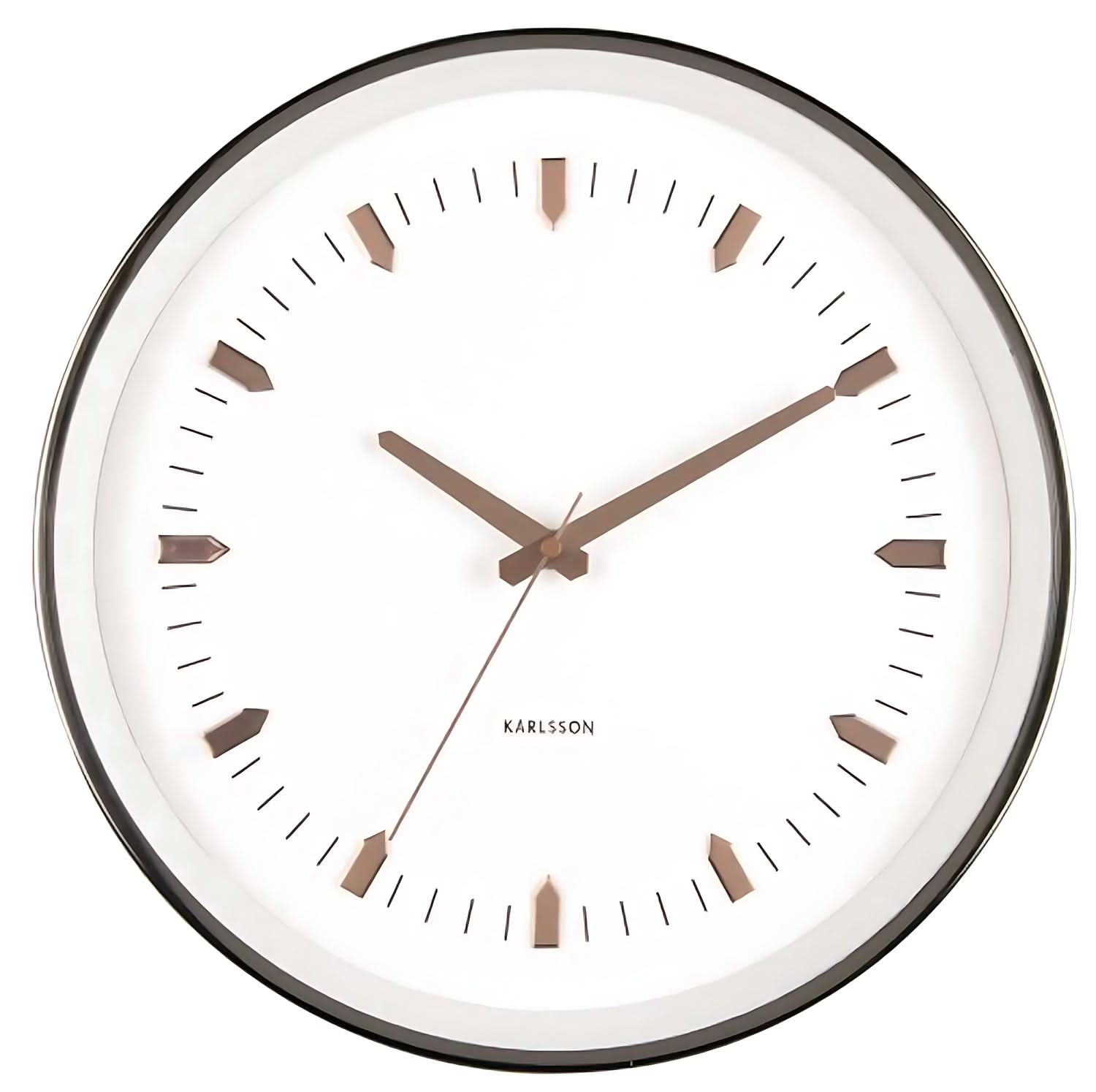 Karlsson Wall Clock 35x35x5.5 cm Metal • Modern Design • Rose Gold Accents