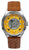 Colani Herrenuhr mit braunem Lederband, silbernem Gehäuse und orangefarbenem Zifferblatt, Datum