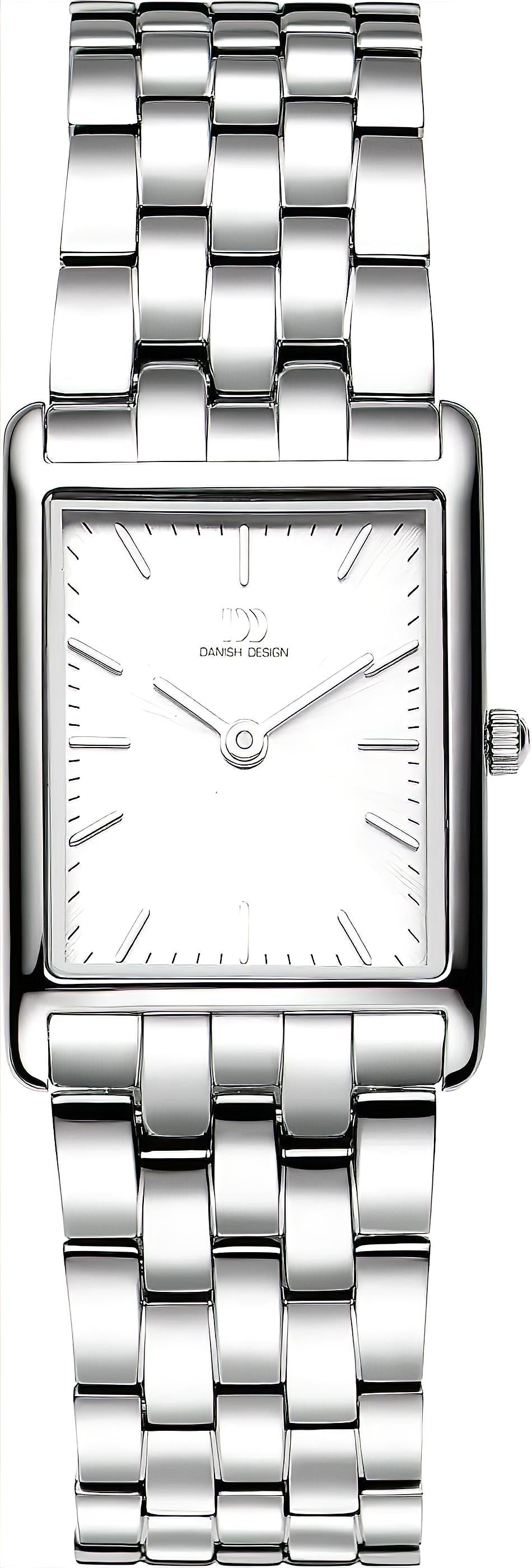 Danish Design Damenuhr mit weißem Zifferblatt und silbernem Metallarmband, Analoganzeige