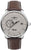 Herrenuhr mit silberfarbenem Gehäuse, beigem Zifferblatt und braunem Lederarmband