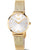 Goldfarbene Damenarmbanduhr mit Mesh-Titanband, weißem Zifferblatt und Saphirglas