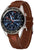 Atlanta Smartwatch mit rundem schwarzen Zifferblatt und braunem Lederarmband, seitliche Tasten