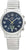 Damenuhr mit blauem Zifferblatt, silbernem Metallarmband, Analoganzeige