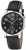 MasterTime Herrenuhr mit schwarzem Zifferblatt und schwarzem Lederarmband, Funkuhr