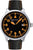 Messerschmitt Fliegeruhr ME-420BL mit schwarzem Zifferblatt, orangefarbenen Markierungen, Lederarmband