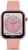 Unisex-Smartwatch mit rosafarbenem Silikonarmband und funkelnder Steinumrandung, AMOLED-Display