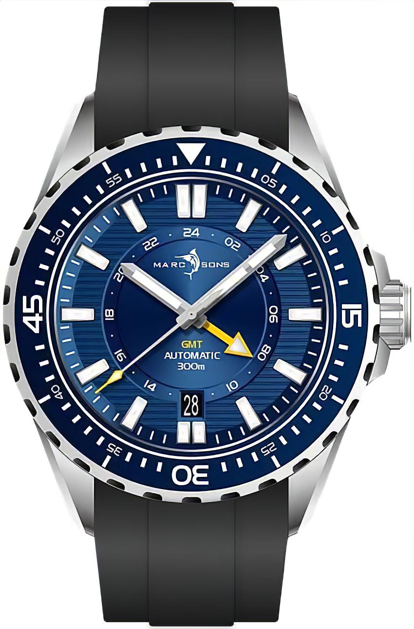 Marc & Sons GMT II MSG-008-11 Men's Watch • Sellita SW330-2 • 30 ATM