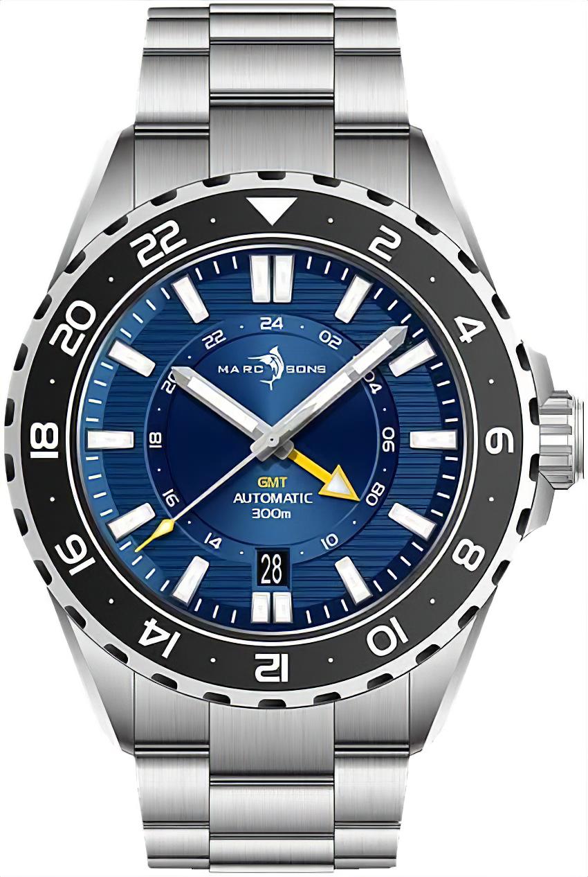 MARC & SONS GMT II MSG-008-02 Men's Watch • Sellita GMT • Sapphire Crystal