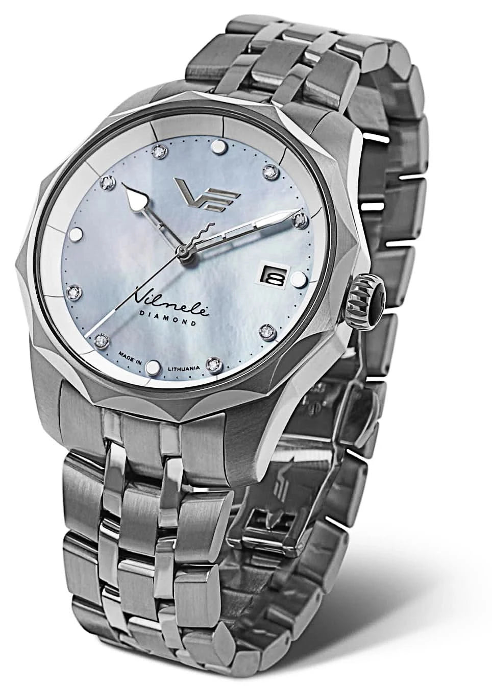 Vostok Europe Vilnelė VS42-125A755B Women's Watch • Solar Chronograph • Diamond Indices