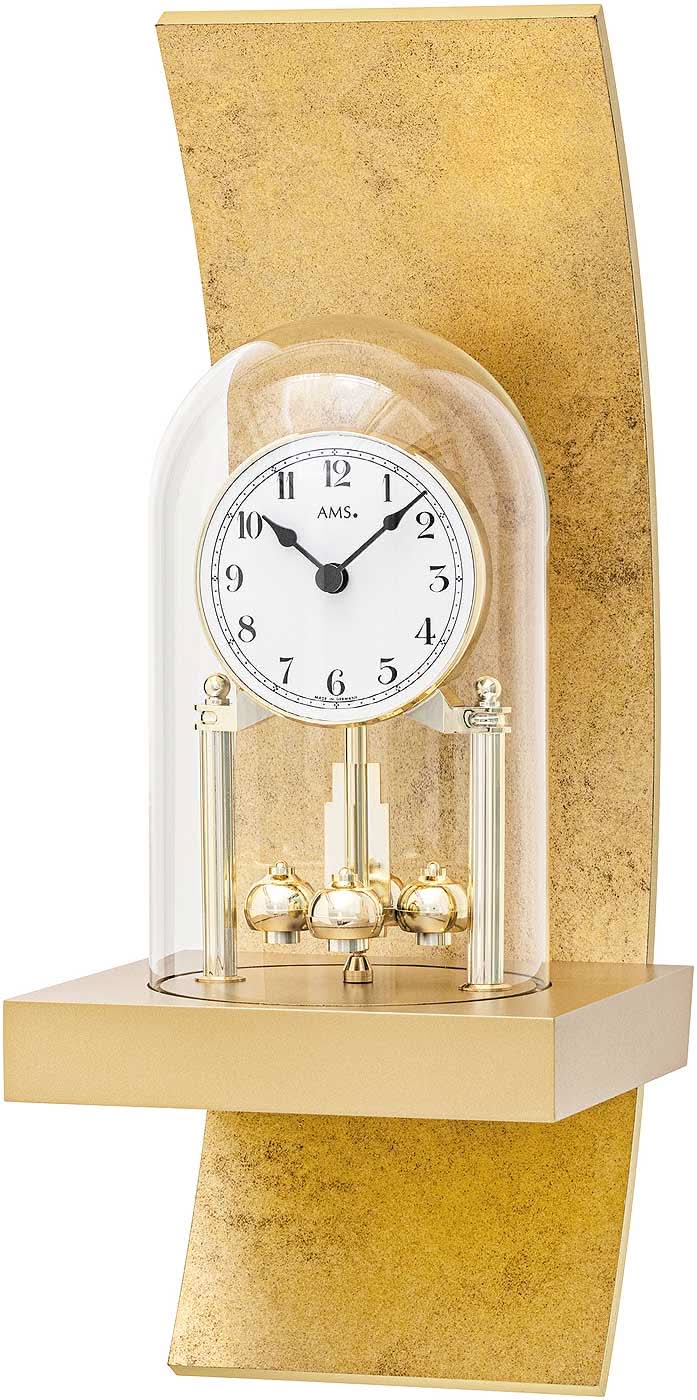 AMS Wall Clock 40x16x17 cm Wood • Rotating Pendulum • Quartz Movement
