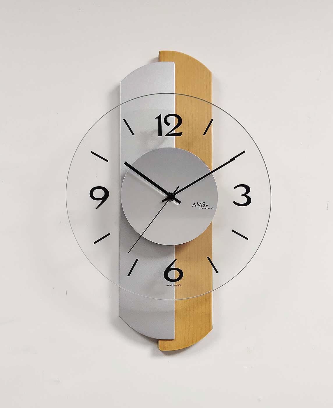 AMS Wall Clock 42x27x6 cm Wood • Modern Design • Made in Germany