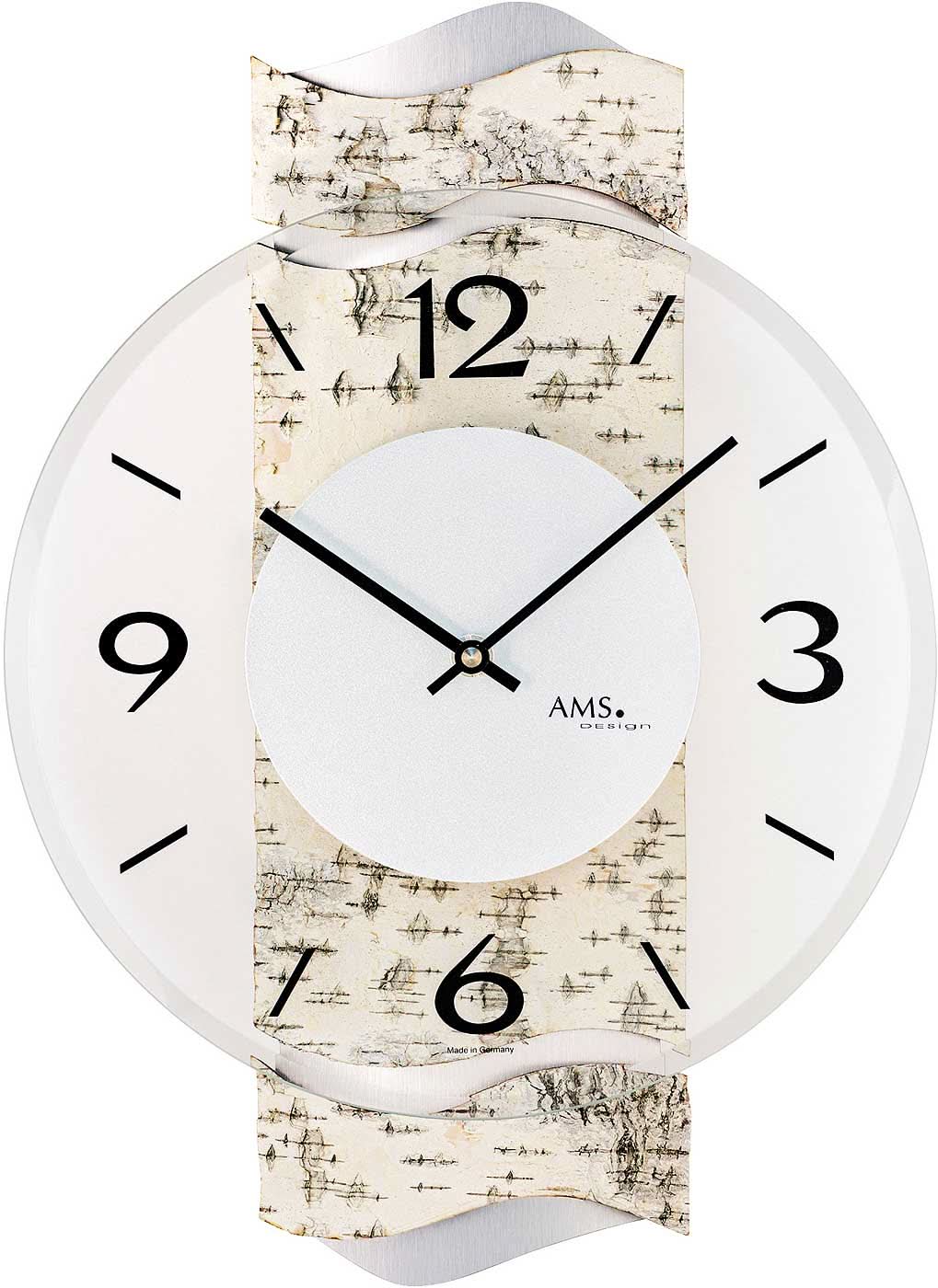 AMS Wall Clock 39x27x6 cm Wood • Modern Design • Precise Quartz Movement