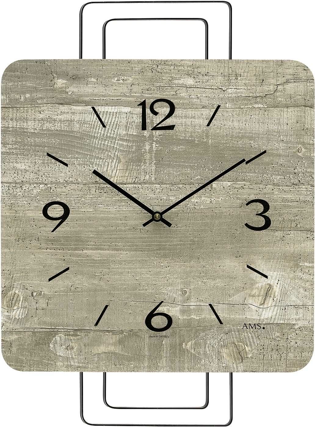 AMS Wall Clock 42x30x5 cm Wood • Modern Design • Precise Quartz Movement