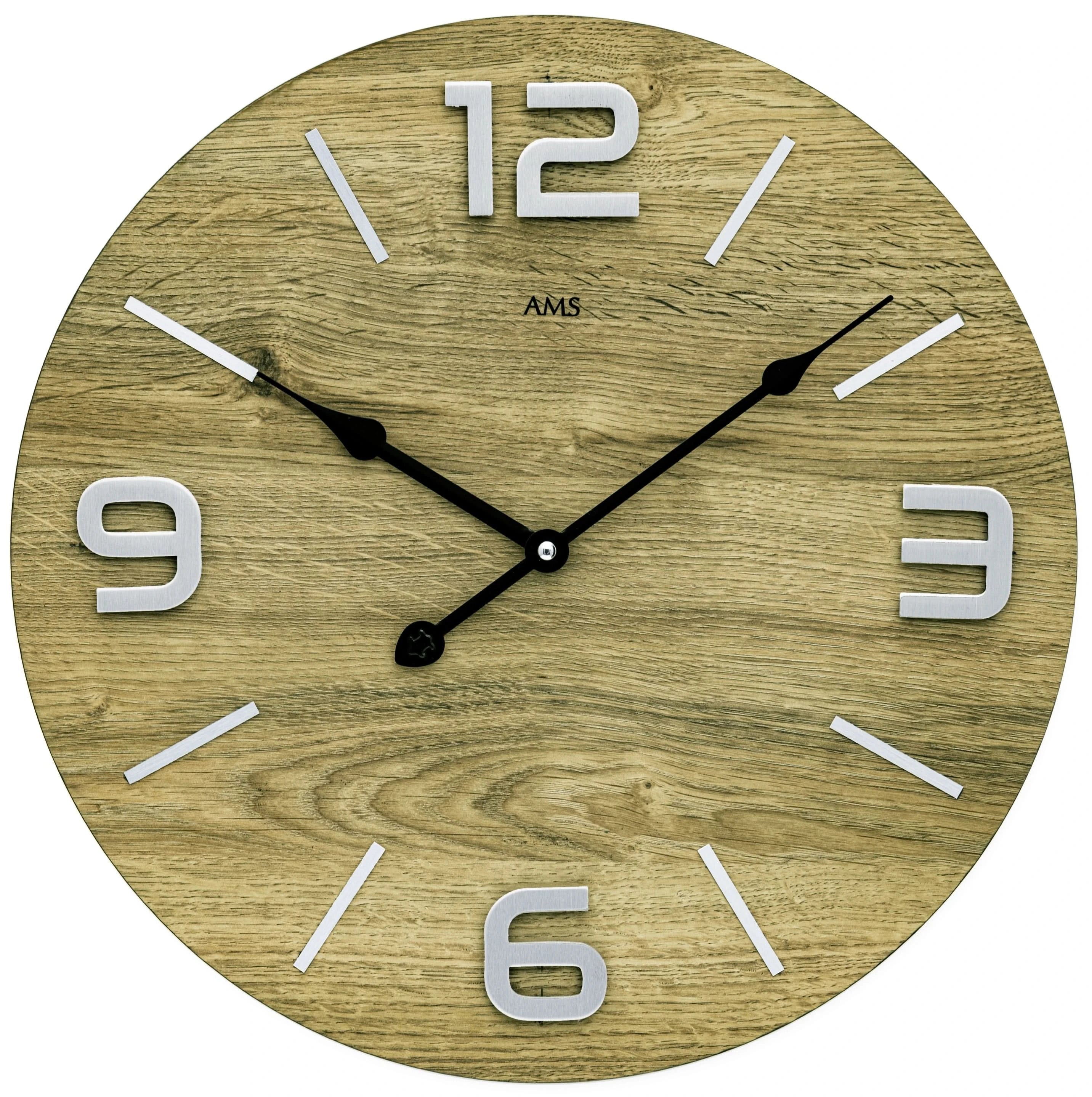 AMS Wall Clock 40 cm Ø Wood • Silent Quartz Movement • Timeless Design
