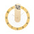 Round wall clock with gold-colored ring, 3D numeral 12, and metal hands on a light dial