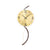 Wall clock with round gold dial, black hands, and curved dark frame