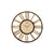 Wanduhr mit rundem Metallrahmen, Holz-Zifferblatt und goldenen Strahlen (AMS).