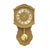 Wanduhr aus Eiche mit rundem Ziffernblatt und goldenem Pendel