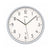 Wall clock with white dial, black hands, and silver frame