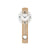Wanduhr mit rundem Zifferblatt, Holzgehäuse und hängendem Pendel