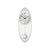 Wanduhr im Tropfen-Design mit weißem Zifferblatt und silbernem Pendelgewicht.