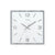 Quadratische Wanduhr mit silbernem Rahmen und Spiegelglas, Ziffern 12–6